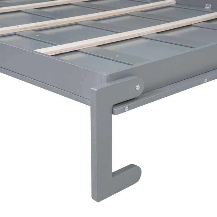 Full Size Murphy Bed Wall Bed with Top Cabinets,Gray - Image 15