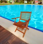 Foldable Patio Dining Set 4 Folding Chairs Indoor and outdoor universal Teak - Image 2