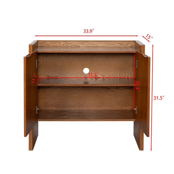 Walnut colored side panels buffet cabinet with storage - Image 7