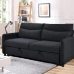 3 in 1 Convertible Sleeper Sofa Bed Modern Fabric (w/Pullout ) Black