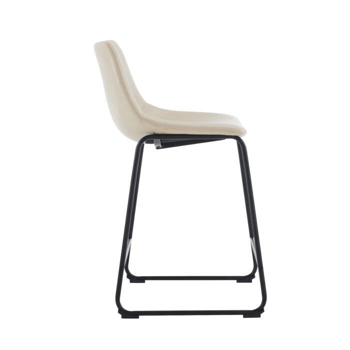 Retro style 24inch armless industrial faux leather counter stool with metal legs and footrests (Set of 2) - Image 8