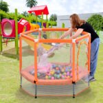 55'' Toddlers Trampoline with Safety Enclosure Net and Balls - Image 3