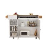 Kitchen Island Cart with Solid Wood Top, Wine Storage, Spice Rack, Towel Rack and Wine Glass Holder - Image 13