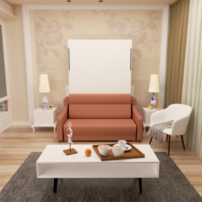 Full size Morden Deisgn vertical Murphy bed with sofa and drawers - Image 3