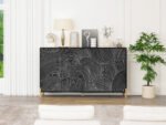 Carving 4 door panel buffet with adjustable shelves - Image 5
