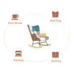 Rocking Chair with ottoman, Mid Century Fabric with Wooden Legs - Image 9