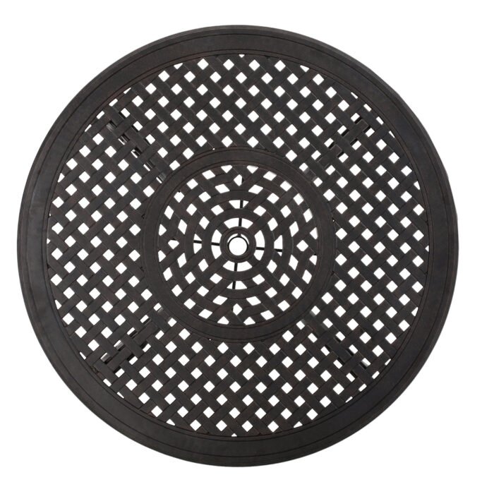 Outdoor Cast Aluminum Circular Dining Table, Black - Image 9