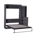 Full Size Murphy Bed with Wardrobe and Drawers, Gray - Image 7