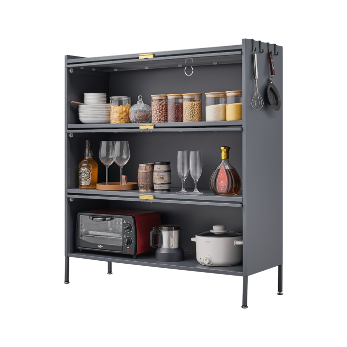 3 Tier Pantry Storage Cabinet Baker Racks for Kitchen with Storage Kitchen Pantry Storage Cabinet Microwave Rack Storage Rack - Image 6