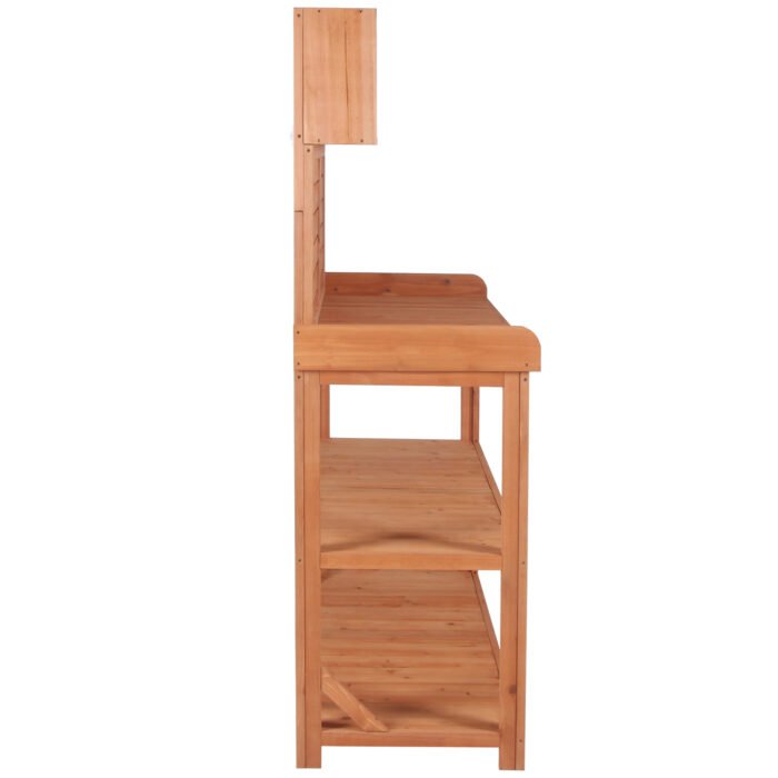 Large Wooden Farmhouse Rustic Outdoor Potting Bench Table - Image 15