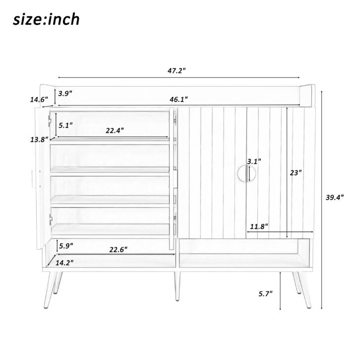 Shoe cabinet with doors and adjustable shelves - Image 10