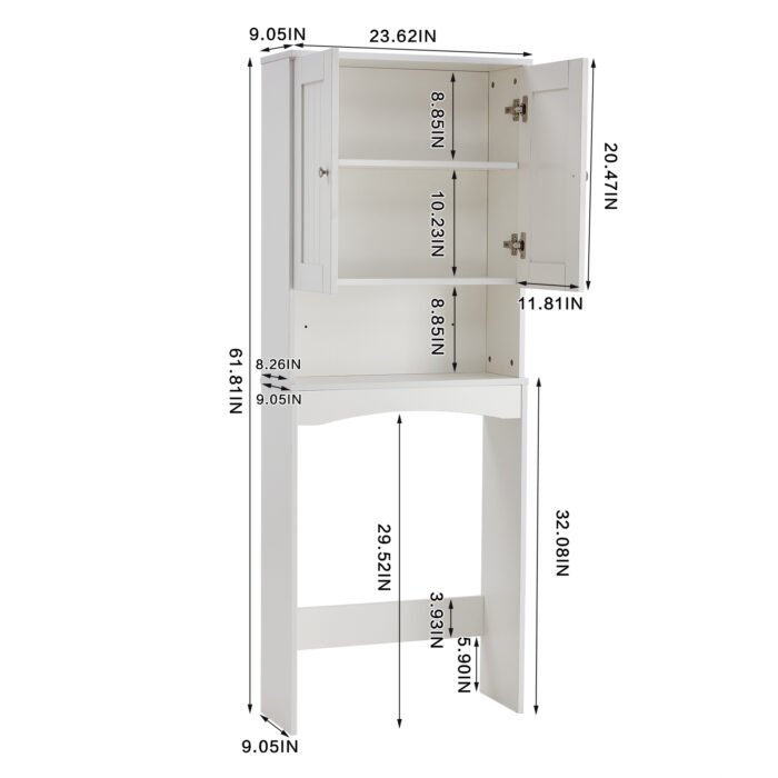 Over-The-Toilet Bathroom Shelf Organizer, White - Image 8