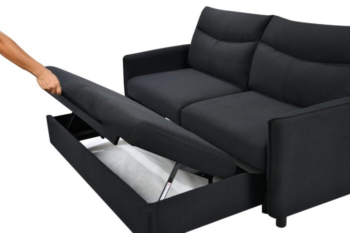 3 in 1 Convertible Sleeper Sofa Bed Modern Fabric (w/Pullout ) Black - Image 10
