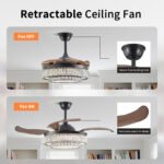 Modern LED retractable 4-blade ceiling fan with lighting and remote control - Image 9