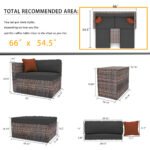 5 Pieces Outdoor Patio Garden Brown Wicker Sectional Conversation Sofa Set - Image 6