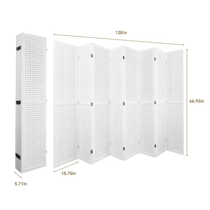 8 Panel Wooden Folding Room Divider Display - Image 7