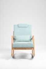 Rocking Chair Upholstered Fabric Armchair with High Backrest - Image 6