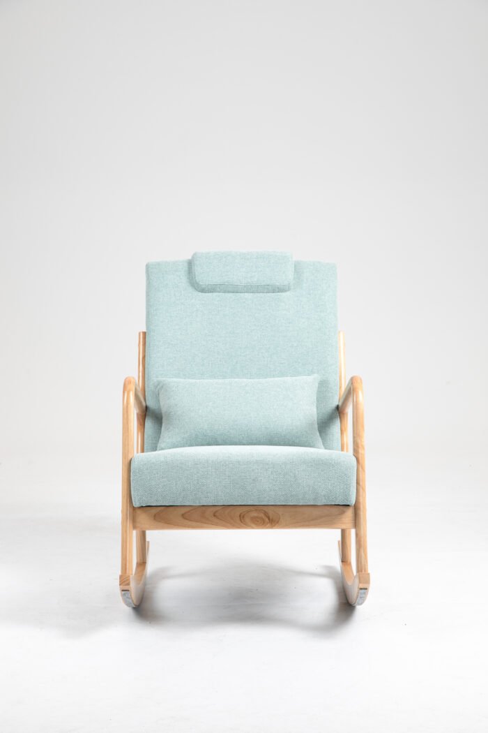Rocking Chair Upholstered Fabric Armchair with High Backrest - Image 6