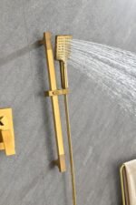 Shower System with Shower Head, Hand Shower Slide Bar  Bodysprays Shower Arm  Hose Valve Trim - Image 7