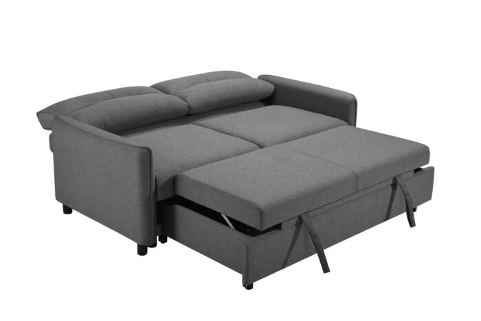 3 in 1 Convertible Sleeper Sofa Bed Modern Fabric (w/Pullout ) Gray - Image 4