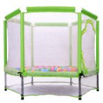 55'' Toddlers Trampoline with Safety Enclosure Net and Balls - Image 5