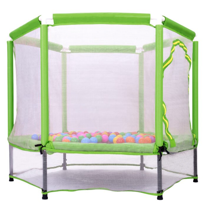 55'' Toddlers Trampoline with Safety Enclosure Net and Balls - Image 5