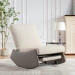 Modern rocking recliner cushioned chair with footstool, gray - Image 2