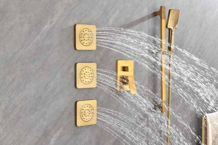 Shower System with Shower Head, Hand Shower Slide Bar  Bodysprays Shower Arm  Hose Valve Trim - Image 10