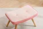 Wooden Cushioned ottoman Stool Square Foot Stool (pink) - Image 2