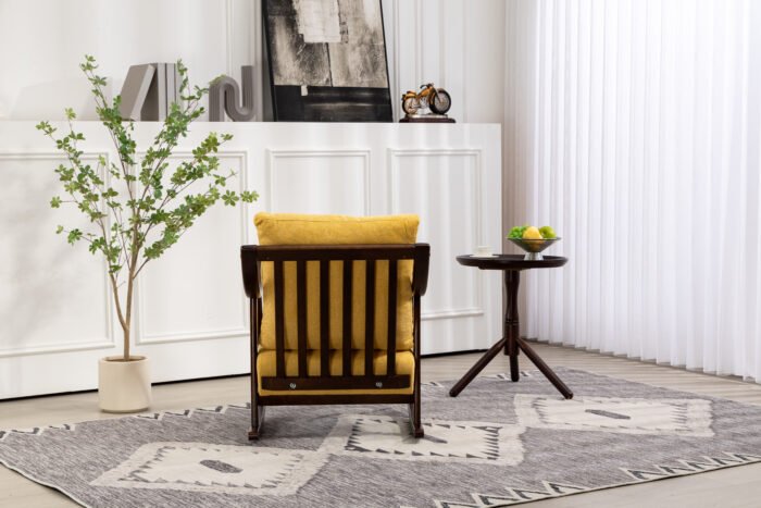 Woven fabric Mid Century Modern Accent Comfy Upholstered Glider Arm Chair - Image 10