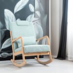 Rocking Chair Upholstered Fabric Armchair with High Backrest