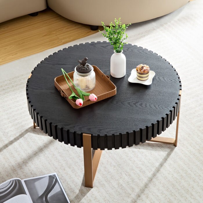 Modern Handcraft  Round Drum Coffee Table (31.5 inch) - Image 2