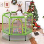 55'' Toddlers Trampoline with Safety Enclosure Net and Balls - Image 2