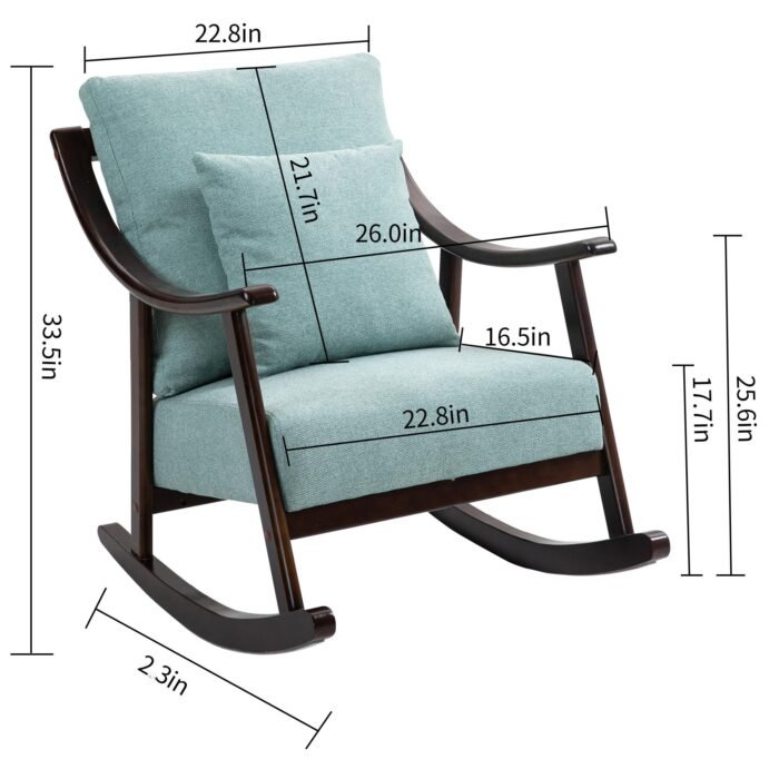 Rocking Chair Upholstered Fabric Armchair with High Backrest - Image 8
