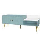 Shoe Storage Bench with Hidden Storage and Upholstered Cushions for Bedside - Image 11