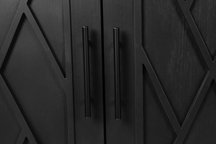 4 Door Wooden Twill Sideboard American Country Vintage Buffet - Image 9