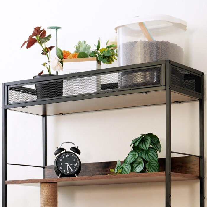 Cat Wooden Litter Box Enclosure with Shelves and Scratching Posts - Image 8