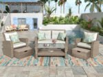 U-style Patio Furniture Set with 4 Piece Outdoor Conversation - Image 2