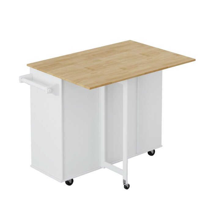Multi Functional Kitchen Island Cart with Towel Holder, Wine Rack, and Foldable Table Top - Image 7