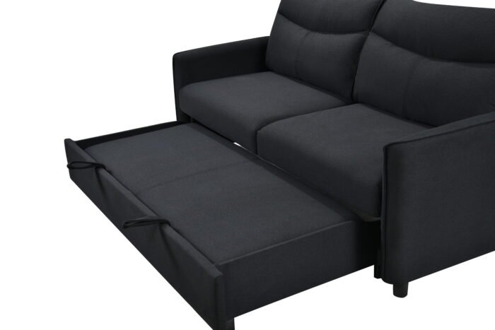 3 in 1 Convertible Sleeper Sofa Bed Modern Fabric (w/Pullout ) Black - Image 7