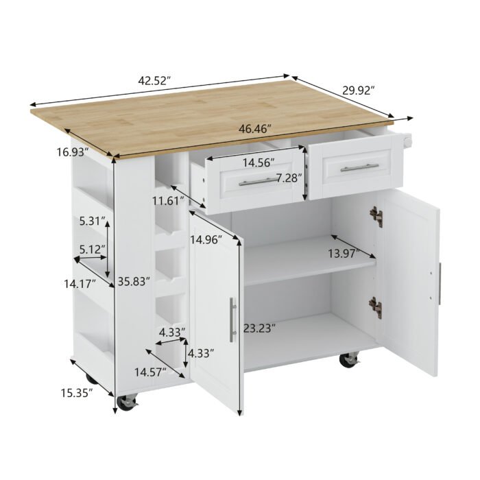 Multi Functional Kitchen Island Cart with Towel Holder, Wine Rack, and Foldable Table Top - Image 8
