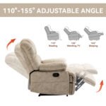 Large Manual Recliner Fabric Chair, Beige - Image 9