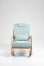 Rocking Chair Upholstered Fabric Armchair with High Backrest - Image 9