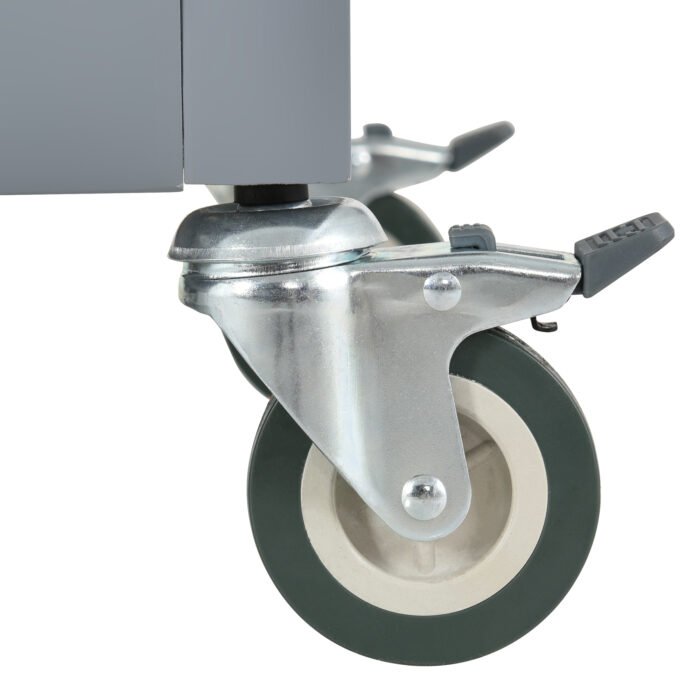 Kitchen Island Cart with Solid Wood Top and Locking Wheels (Gray) - Image 17