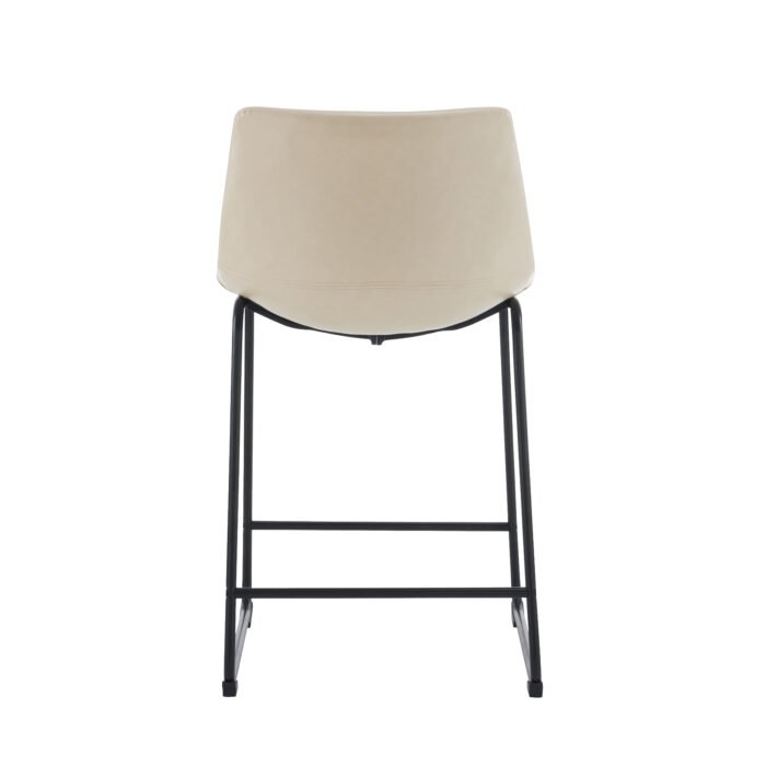 Retro style 24inch armless industrial faux leather counter stool with metal legs and footrests (Set of 2) - Image 9