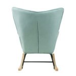 Rocking Chair with ottoman Fabric with Wooden Legs and Patchwork Linen - Image 8