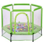 55'' Toddlers Trampoline with Safety Enclosure Net and Balls - Image 3