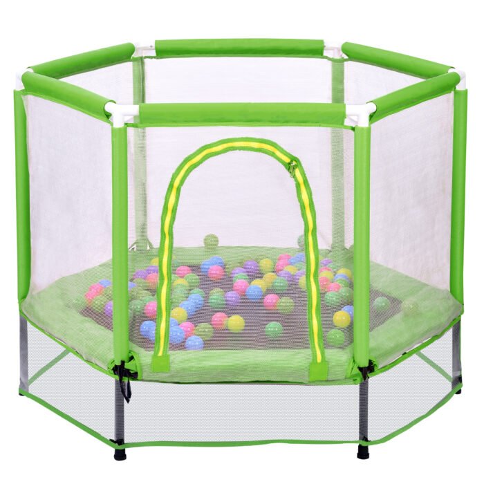 55'' Toddlers Trampoline with Safety Enclosure Net and Balls - Image 3