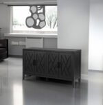 4 Door Wooden Twill Sideboard American Country Vintage Buffet - Image 4