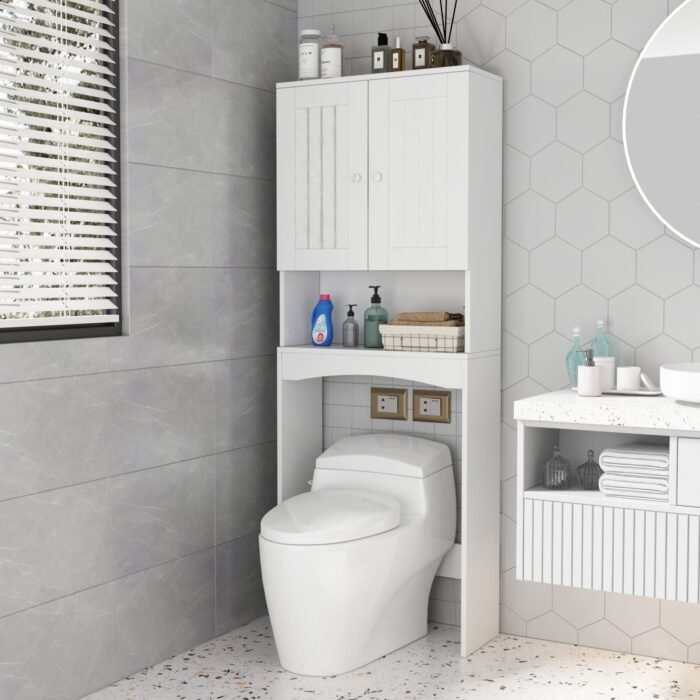 Over-The-Toilet Bathroom Shelf Organizer, White - Image 3